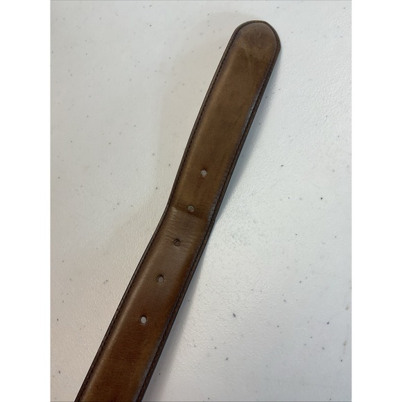 To Boot New York Brown Size 40 Leather Men's Belt Silver Buckle Handmade Italy - Picture 5 of 9